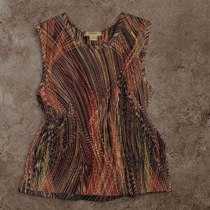 Plissé Multicolor Patterned Sleeveless Top